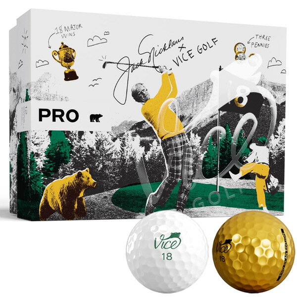 数量限定 Vice Pro Bear Jack Nicklaus Limited Edition Golf Balls ヴァイスゴルフ ヴァイスプロ ゴールデンベア ジャックニクラス リミテッドエディション ゴルフボール 1ダース 全12球 USA直輸入品