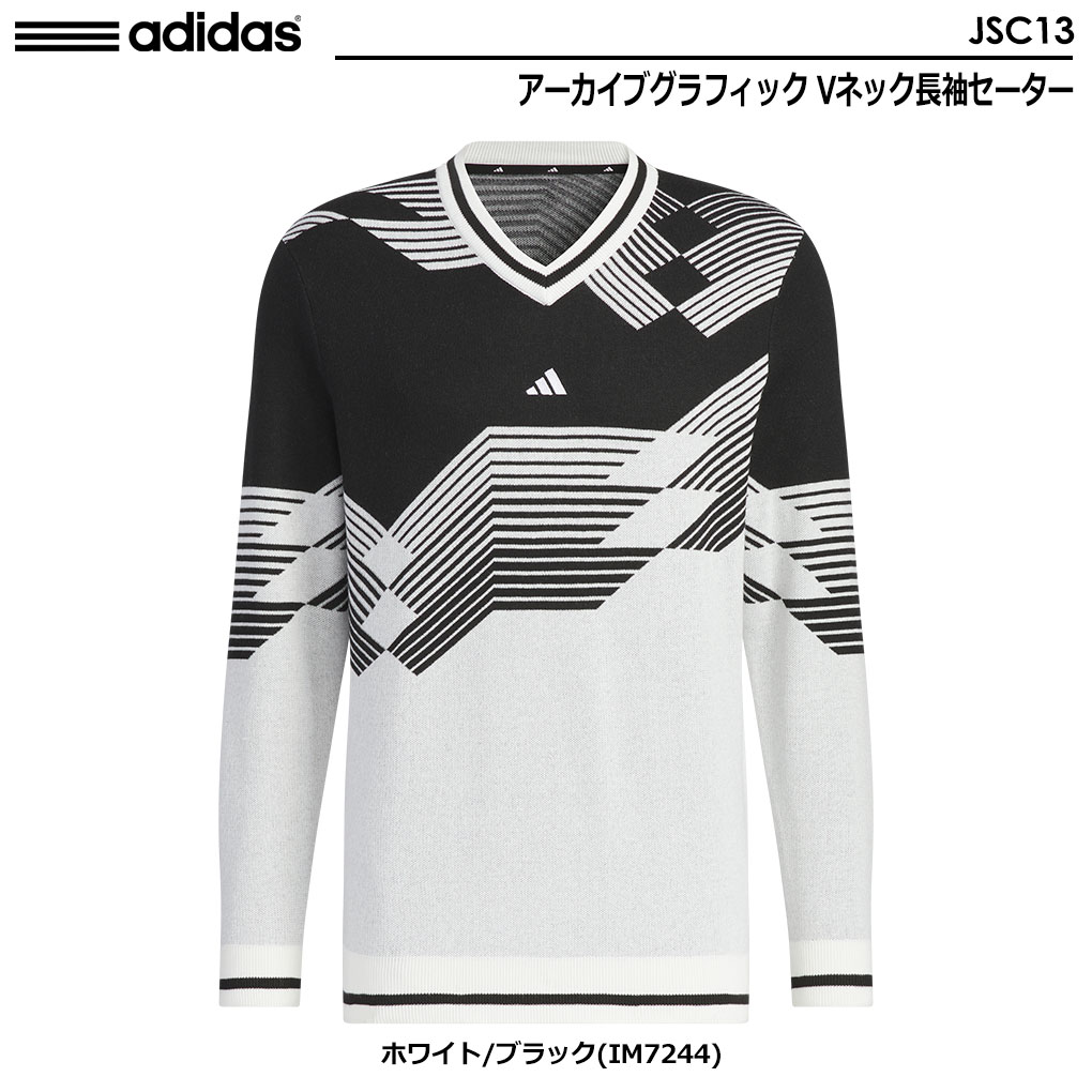 アディダス アーカイブグラフィック Vネック長袖セーター JSC13 メンズ ゴルフウェア 2024秋冬モデル adidas 日本正規品