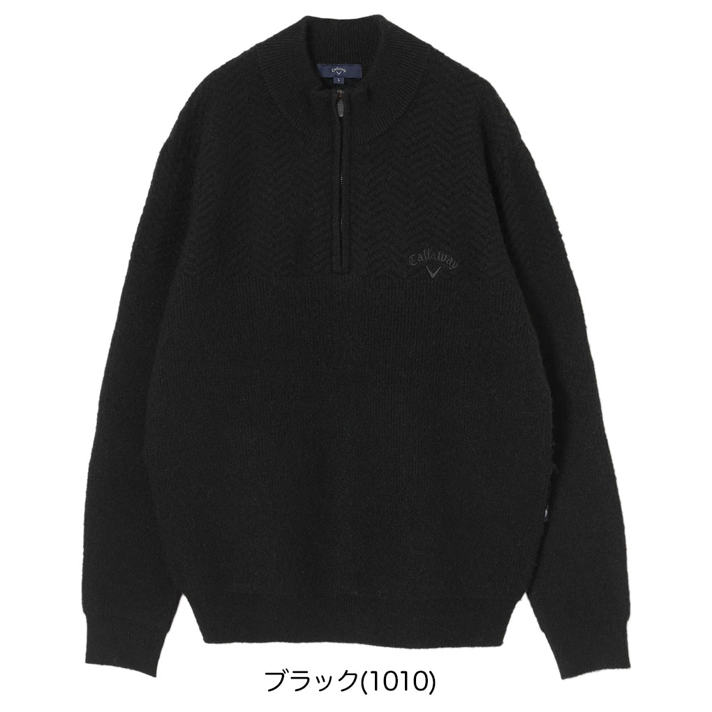 キャロウェイ ヘリンボーンハーフジップニット C25218105 メンズ Callaway ゴルフウェア 2025秋冬モデル 日本正規品