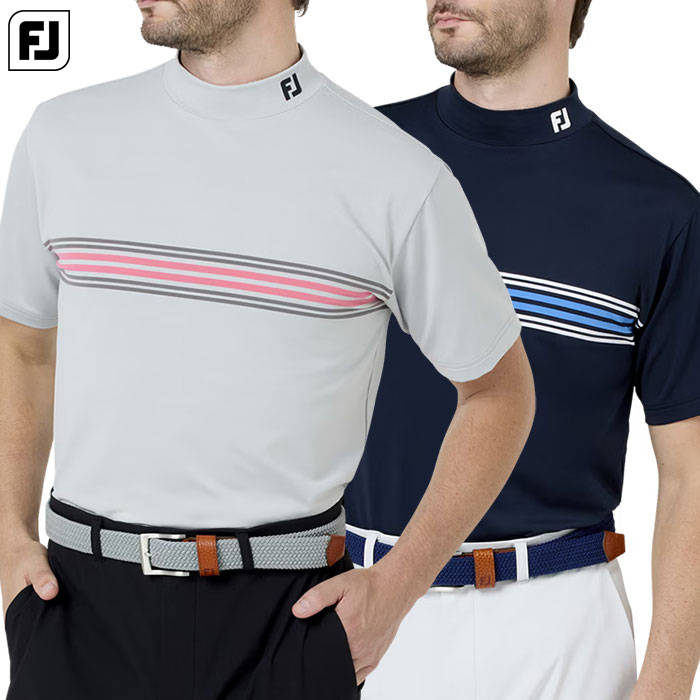 樂天商城 - フットジョイ マルチクーリングメッシュ パネルボーダー モックネックシャツ FJ-S26-S15 メンズ 半袖 ゴルフウェア FOOTJOY 2026春夏モデル 日本正規品