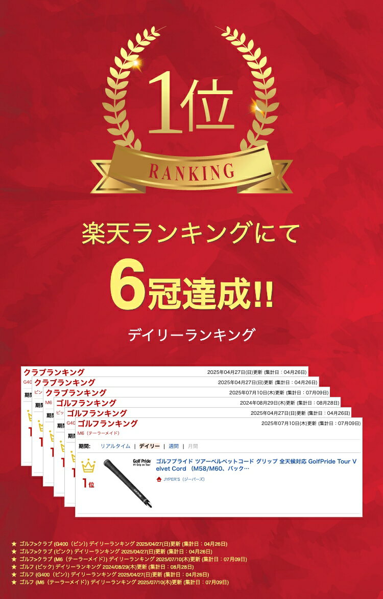 ゴルフプライド ツアーベルベットコード グリップ 全天候対応 GolfPride Tour Velvet Cord （M58/M60、バックラインあり/なし）
