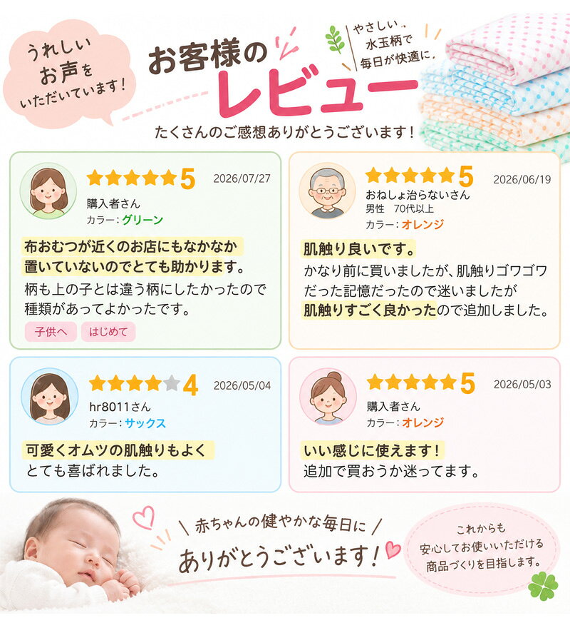 布おむつ 日本製 10枚組 水玉柄 ドビー織 輪おむつ 綿100％ 仕立て済み 33×70cm 新生児 ベビー 布オムツ 出産準備 保育園 入園準備 (3)