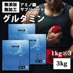 送料無料 グルタミン 3kg 国産 1kg×3個 無添加 無加工 筋トレ トレーニング ボディメイク ダイエット バルクアップ(FC17×3)