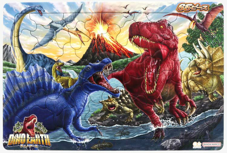 商品名パズル65P ディノ・アース ピース数65 サイズW375×H251×D5mm 品 番SUN-6309001A メーカーサンスター 商品説明パズル完成見本にもなるシートが1枚入ります。 対象年齢：5才以上 ※おかたづけケースは付いておりません。 【本体サイズ】約W375×H251×D5mm 【パッケージ入サイズ】約W377×H325×D5mm 【重量】325g 補 足【子供用パズル】【板パズル】【対象年齢5才以上】【恐竜】【ディノ・アース】【202304】【-108】【色：ブルー】【色：レッド】