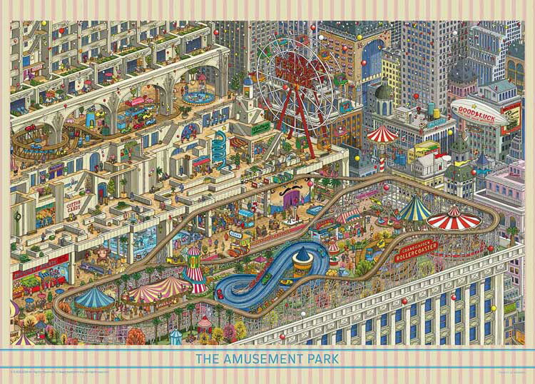 Illustration - ジグソーパズル ビルの上の遊園地 (カミガキヒロフミ) 500ピース やのまん YAM-05-1074 パズル Puzzle ギフト 誕生日 プレゼント