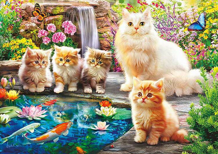 ジグソーパズル 子猫とフラワーガーデン (アンジェロ・ボニート) 500ピース アップルワン APP-500-318 ［CP-GP］ パズル Puzzle ギフト 誕生日 プレゼント 誕生日プレゼント