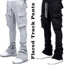 トラックパンツ スタック シューカット ジャージ ブラック グレー スエット パンツ ジャージ ブーツカット フレアー ベルボトム stacked pants スタックド くしゅくしゅ カーゴ トラック パンツ サイドポケット スキニー ストリート系 ストリート スウェットパンツ 春