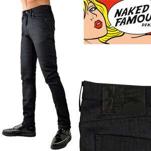 ブラック スキニー ジーンズ メンズ 黒 naked&famous denim ネイキッド アンドフェイモス スキニーデニム パンツ 岡山デニム スキニーパンツ 股下80 かっこいい ズボン パンク ロック ファッション バイカー ロカビリー アメカジ パンク系 生デニム モード系 アメリカン