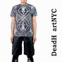 訳あり ストリート tシャツ スケーター tシャツ DEAD HEART NYC(デッドハートエヌワイシー)カード総柄Tシャツ ストリート系 ファッション ロッ...