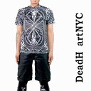 ストリート tシャツ スケーター tシャツ DEAD HEART NYC(デッドハートエヌワイシー)カード総柄Tシャツ ブランド おしゃれ ストリート系 ロック ファッション スケーターファッション 総柄tシャツ パンク ロックtシャツ バンドtシャツ 涼しい