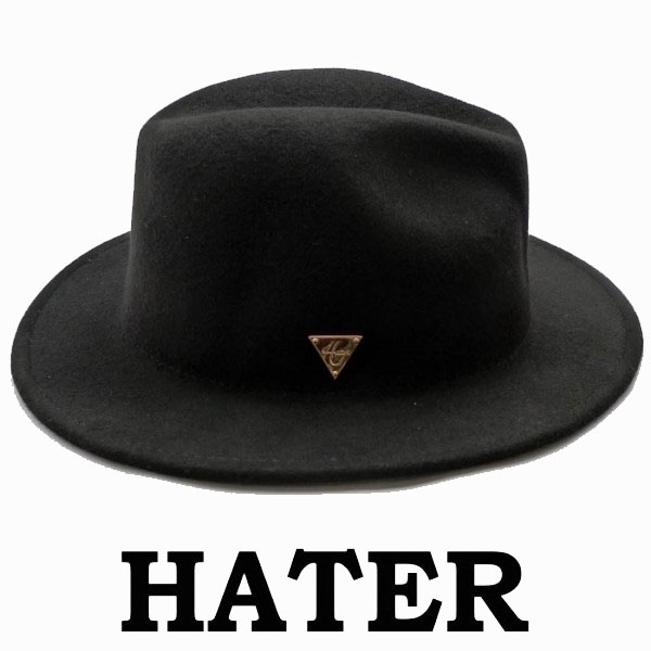 HATER SNAPBACK ヘイター スナップバック フェルト 中折れ帽 中折ハット ウール帽 おしゃれ ブラック 黒 ブランドメタルプレート ブリティッシュ ロックファッション ストリート モッズ パンク ロック ファッション モード系メンズ ロック系 ロカビリー メンズ WAD 秋