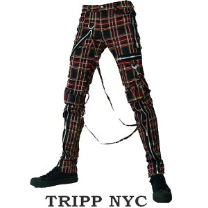 ボンテージパンツ TRIPP NYC トリップニューヨーク ZIP クラシック タータンチェック ボンデージパンツ スキニーパンツ パンク ロック ファッション スキニー カーゴ ロックファッション メンズ tripp nyc パンクファッション ヘビメタ 春