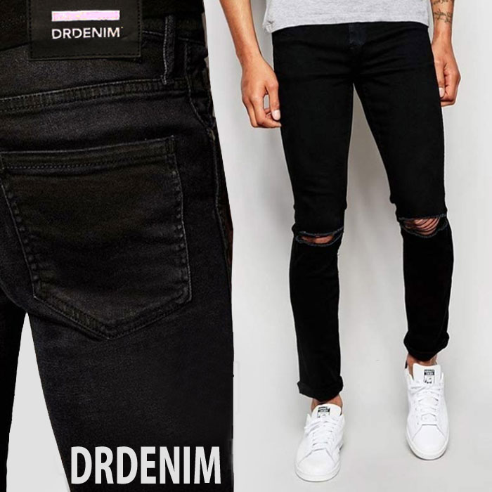 クラッシュ スキニー メンズ 黒 DR.DENIM ドクターデニム ダメージジーンズ ブラック ブランド 伸縮 ストレッチ デニムパンツ 細身 極細 股下80 ズボン パンク ロック ファッション かっこいい 膝ダメージ スリムパンツ DR.DENIM 破れ デストロイ ロカビリー 秋コーデ