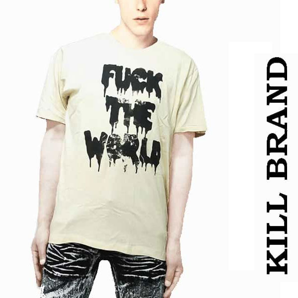 ロックtシャツ バンドtシャツ KILL BRAND キルブランド、FUCK THE WORLD ロゴTシャツロック tシャツパンク ロックロック系ロック ファッション ROCK パンク ファッション ロック系 ストリート