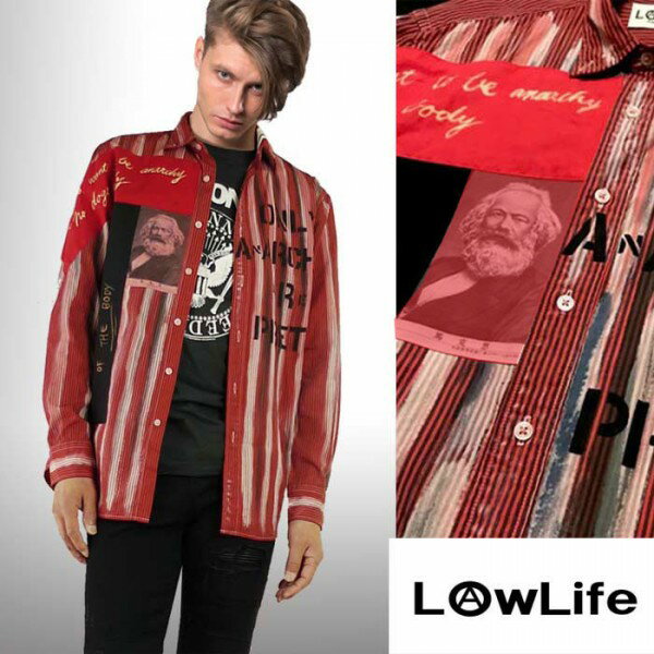 LowLife オリジナル アナーキーシャツ ストライプ 長袖シャツ M 楽天市場】アナーキーシャツ レッド LOW LIFE(ローライフ)ストライプ