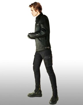 クラッシュ ダメージ スキニー カーゴパンツ バイカーパンツ ブラック ストレッチ スキニージーンズ すそZIP ロック ストリート パンク ファッション メンズ スキニー テイスト デニム ジーパン カーゴ人気 ブラック 黒 バイク 細身パンツ バイカー