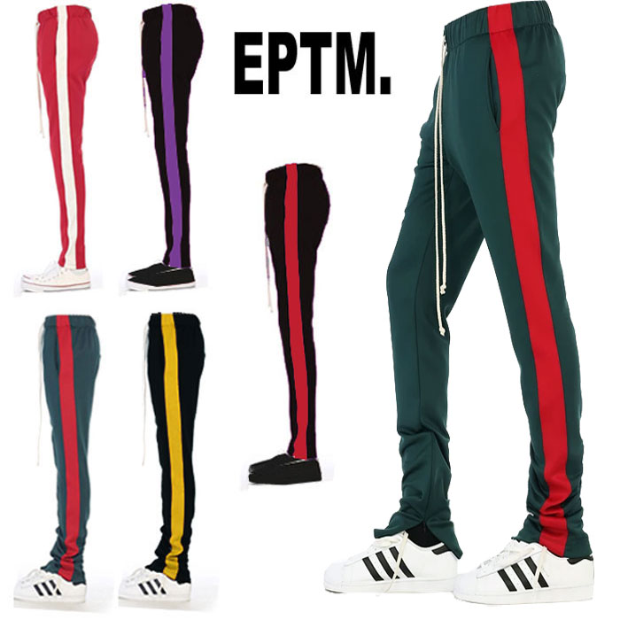 トラックパンツ eptm スエットパンツ EPTM エピトミ ライン パンツ スキニー 裾ジップ zip イージーパンツ メンズ レディース HIP HOP ヒップホップ B系 ストリート系 スリム ジャージ v系 ロック ファッション ルームウェア ジム 運動会 ウォーキング トレーニング 夏フェス