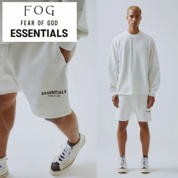 fog essential(エッセンシャル) Fear of God (フィアオブゴッド) ハーフパンツ メンズ ホワイト 白 スウェットパンツ ショートパンツ fog essentials ストリートファッション モード系 パンク ロック ファッション かっこいいメンズモノ