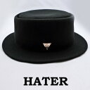 ポークパイハット フェルト HATER SNAPBACK(ヘイタースナップバック)カンカン帽 ブラック 黒 おしゃれ ブランドブ リティッシュ ロックファッション ストリート 秋コーデ