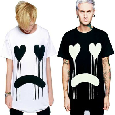 long clothing ロングクロージング DRIPPY Tシャツ ブラック ホワイト ハートがかわいい ブランド パンク ロック ファッション オシャレ ゆったり ユニセックス BOYLONDON ボーイロンドン ビッグtシャツ メンズ レディース ロンt モード系 ストリート系 丸首 V系 夏コーデ