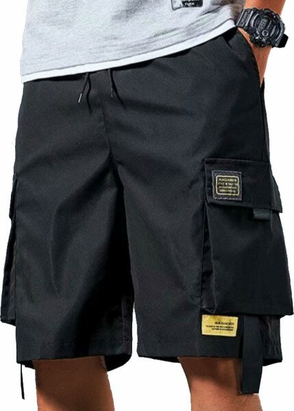 楽天市場】ハーフパンツ ナイロン素材 ブラック カーゴパンツ カーゴ