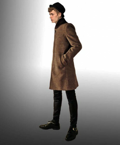 CHLORO ファラオジャケット ブラウンチェック ウール編みコート 昭和レトロ CHLORO ファラオジャケット ブラウンチェック ウール編みコート