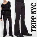 ベルボトム ジーンズ ブラック TRIPP NYC トリップ ニューヨーク ブーツカット フレアパンツ ストレッチの効いた デニム パンツ 伸縮 黒 ズボン パンク ロックファッション tripp nyc かっこいい アメリカン ロカビリー モード系 メンズ v系 ロック系 ヘビメタ 夏 WAD