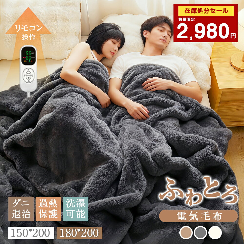 【在庫処分セール 6980→2980円】＼8段階温度調節／ ふわとろ毛布 電気毛布 PSE認証済み 150cm×200cm 180cm×200cm ダブル キング 厚手 大判 6段階タイマー ダニ除去機能 洗える 70W 省エネ 掛け敷き 両面フランネル ひざ掛け 寝具 電気ブランケット プレゼント 母の日