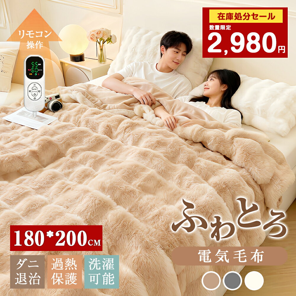 【在庫処分セール 6980→2980円】＼8段階温度調節／ ふわとろ毛布 電気毛布 PSE認証済み 150cm×200cm 180cm×200cm ダブル キング 厚手 大判 6段階タイマー ダニ除去機能 洗える 70W 省エネ 掛け敷き 両面フランネル ひざ掛け 寝具 電気ブランケット プレゼント 母の日