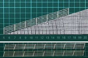 【HO 1/100】フェンス I-2 よこ型(階段・スロープ(17度)手すり;ペーパー製)2本入り FEN-I-2