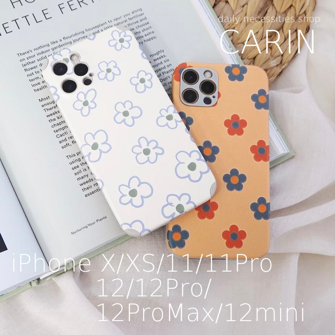 【送料無料】フラワーiPhoneケース iPhone ケース カバー X XS 11 Pro 12 Max mini アイフォン かわいい 花 フラワー 花柄 マット 韓国 インスタ映え オレンジ カラフル 白 ホワイト 可愛い おしゃれ 手書き風