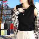 JEMORGAN LONG JHONS ジェーイーモーガン カノコ無地ノースリーブ ヘンリーネック カットソー レディース 女物 ロゴ刺繍入り ベーシック カッ...