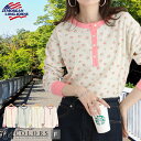 JEMORGAN LONG JHONS ジェーイーモーガン ワッフル花柄クレリックヘンリーネック長袖Tシャツ 人気花柄シリーズにリブ配色モデルが仲間入り インナ...