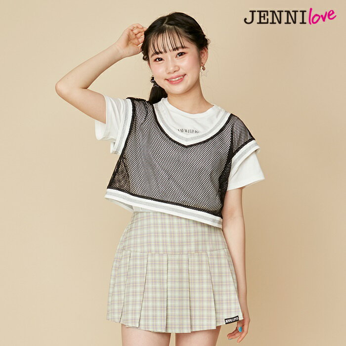 【即納】メッシュベスト付きTシャツ 02242225 jennilove ジェニィラブ jenni ジェニィ キッズ ジュニア 女の子 子供服 通学 トップス 半袖 レッスン おでかけ 130cm 140cm 150cm 160cm あす楽対応 3