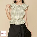 【OUTLET / 半額】フリルチェックブラウス 02243236 jennilove ジェニィラブ jenni ジェニィ キッズ ジュニア 女の子 子供服 通学 トップス 半袖 レッスン おでかけ 130cm 140cm 150cm 160cm あす楽対応