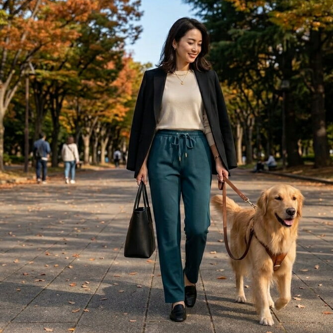 Rakuten - スーパーストレッチ美脚テーパードパンツ（グリーン）