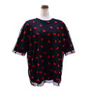 チュール重ねハートプリントTシャツ(ブラック)