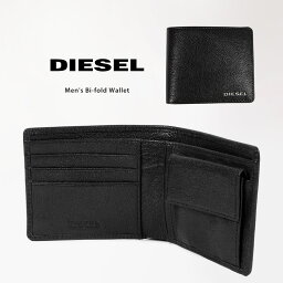 ディーゼル 二つ折り財布 メンズ 本革 ミニ財布 ブランド DIESEL 折り畳み フラップ レザーウォレット 大人 シンプル 小銭入れ カード ポケット 収納 黒 ブラック 羊革 誕生日 クリスマス 父の日 プレゼント ギフト HIRESH S X03925 送料無料