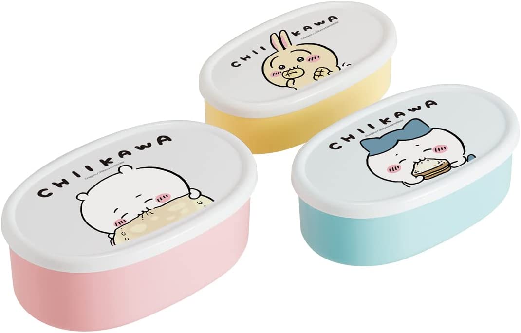 ちいかわ タッパー 弁当箱 抗菌 ランチ シール容器 3個セット 入れ子式 レンジ対応 幼稚園 保育園 子供 子ども 弁当箱 お弁当 ランチ 保存容器 セット キャラクター 可愛い ピンク イエローブルー 青 水色 ハチワレ うさぎ SRS3SAGのサムネイル