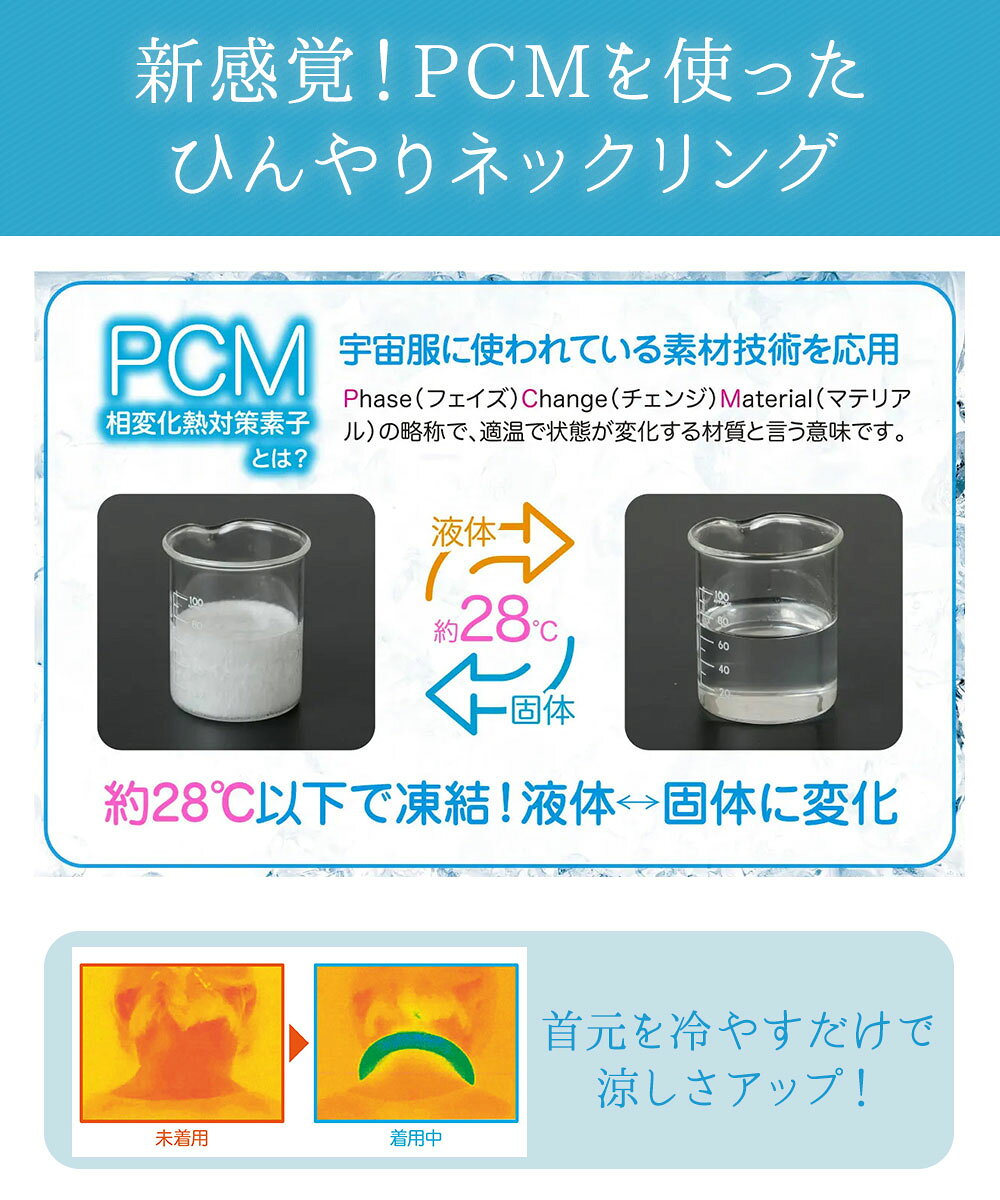 エコクールネックリング 男女兼用 大人用 ひんやり 保冷剤 冷却 ネッククーラー ネ...