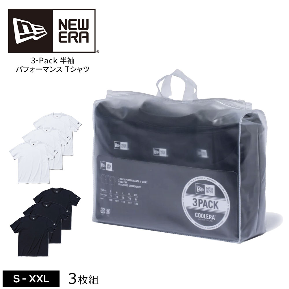 Rakuten - ニューエラ Tシャツ メンズ 半袖 3枚組 ブランド ロゴ ジム トレーニング スポーツ クルーネック トップス コットン レギュラーフィット オリジナル 黒 白 ブラック ホワイト 3Pack パフォーマンス S-XXL 13561859 13561860 NEW ERA