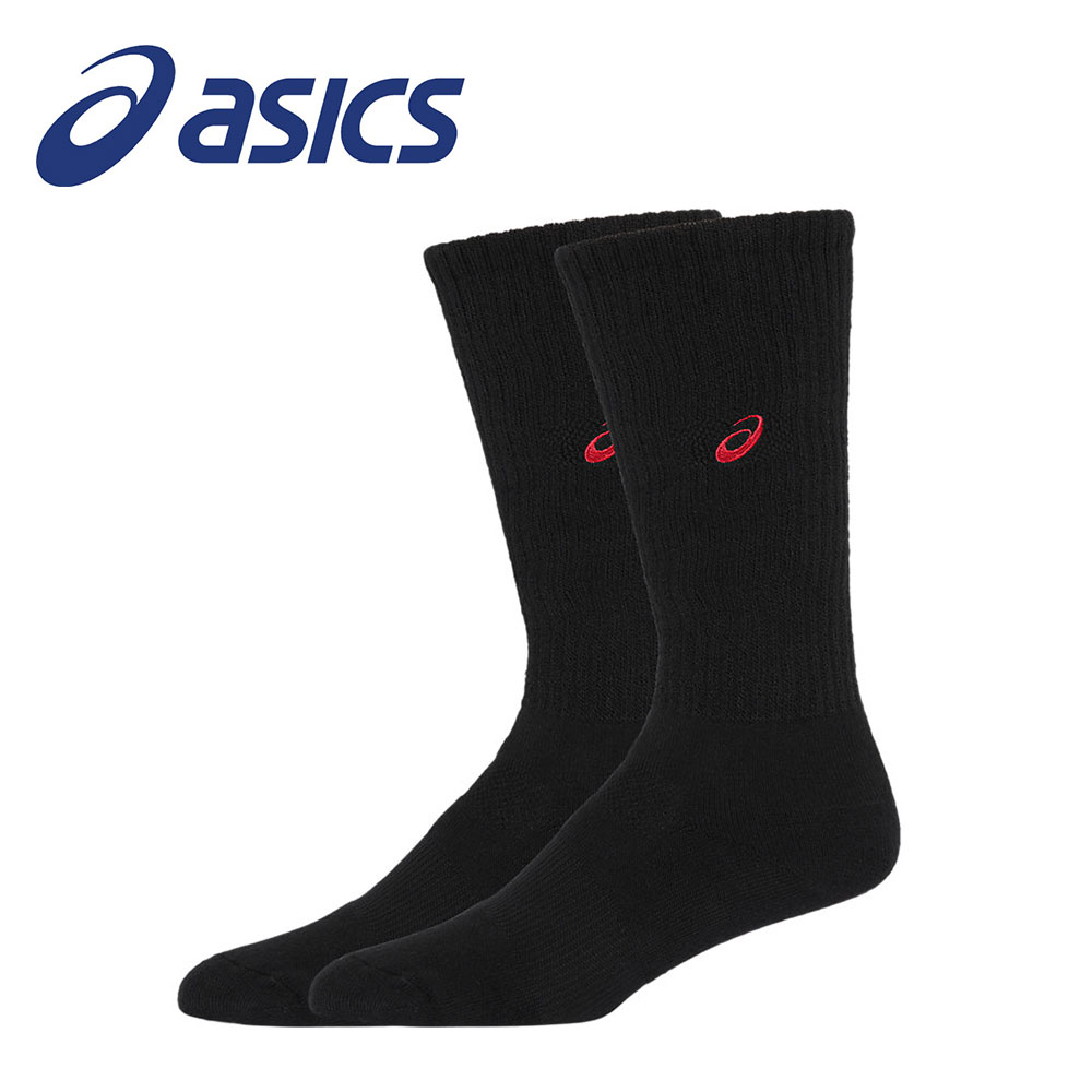 アシックス バレーボール ハイソックス レディース メンズ 厚手 ジュニア ソックス 靴下 ワンポイント ロゴ ロングソックス スポーツ バレー 中学生 高校生 定番 トレーニング 部活 試合 練習 くつした 人気 男女兼用 黒 ブラック asics ワンポイントハイソックス 3053A137
