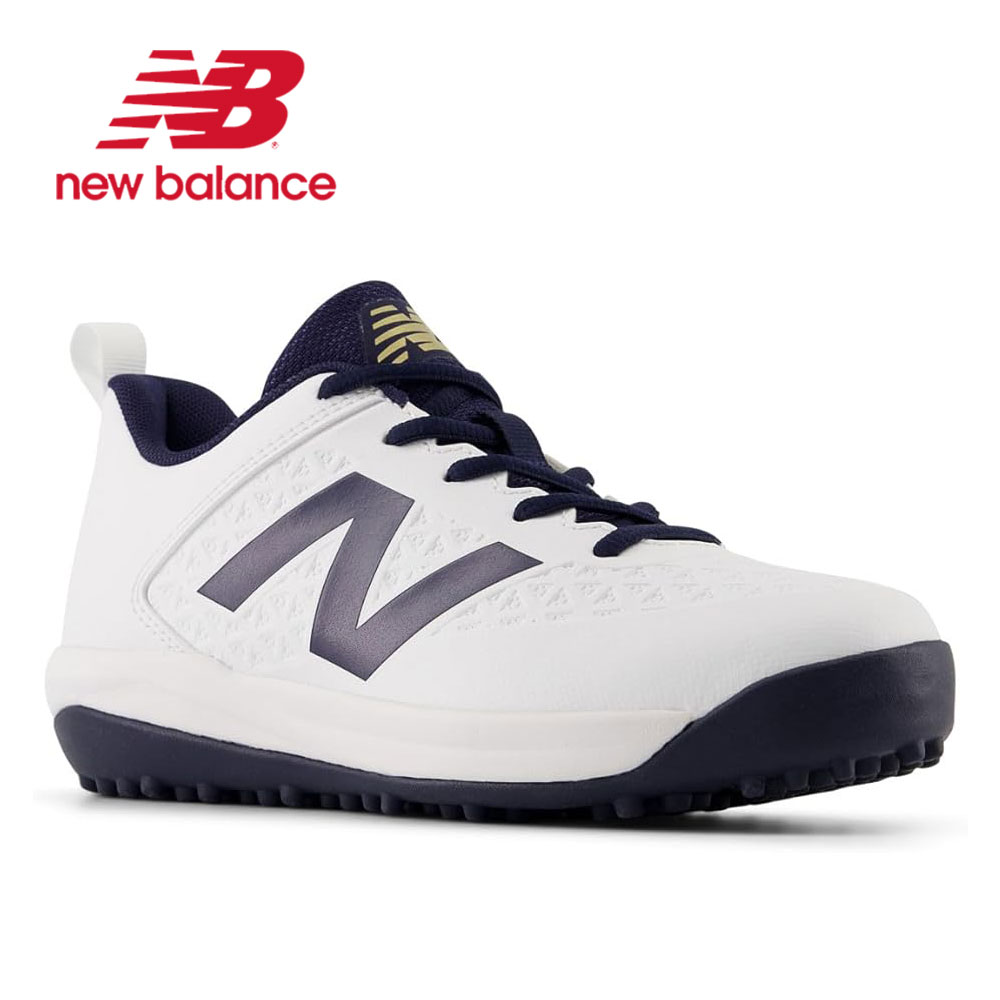 New Balance Baseball Training Shoes for Juniors and Kids, Unisex, White, Navy, and Navy Colors. Suitable for boys, elementary school students, and junior high school students. Perfect for training, sports, and baseball. New Balance 4040 Turf Jnr V8 Y40405PGW
