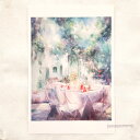 「始まりを待つレストラン」 Yumi Kohnoura作 オリジナル・ポストカード 絵はがき 葉書 絵画 イタリア レストラン 風景 風景画 南イタリア 【ネコ...