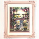 絵画 「marching」 水彩/パステル 原画 静物画 お部屋に飾る絵 アンティークピンク ヨーロピアンインテリア 額縁 Yumi Kohnoura 神之浦由...
