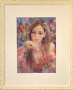 絵画 原画 「La Flore」 水彩/パステル F4 額付き 美人画 お部屋に飾る絵 Yumi Kohnoura 神之浦由美 花の妖精 人物画 フローラ バラ...