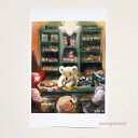 「working bear」　Yumi Kohnoura作　オリジナル・ポストカード　絵はがき　葉書　絵画　クマ　テディベア　パン屋【ネコポス対応】