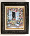 絵画 「花の咲く家」 油彩画 油絵 原画 風景画 F3 ヨーロピアンインテリア お部屋に飾る絵 ブラック 額縁付き Yumi Kohnoura 神之浦由美 フラ...