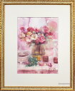 絵画 原画 「With big love」 水彩/パステル F4 アンティークゴールド 木製額付き モダンアート Yumi Kohnoura 神之浦由美 静物画...
