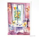 「クマ達のお祝い」 Yumi Kohnoura作 オリジナル・ポストカード 絵はがき 葉書 絵画 クマ テディベア バルーン 風船 レストラン フランス 風景【...